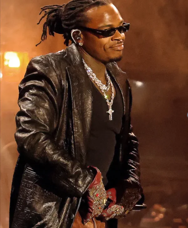 Gunna 2026 VMAs Real Leather Trench Coat