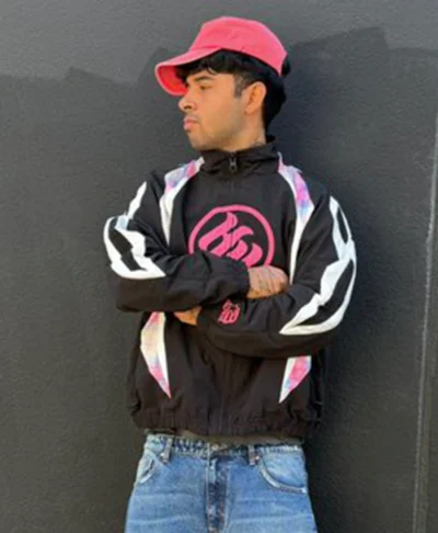 Half Evil Hooded Athletic Windbreaker Jacket