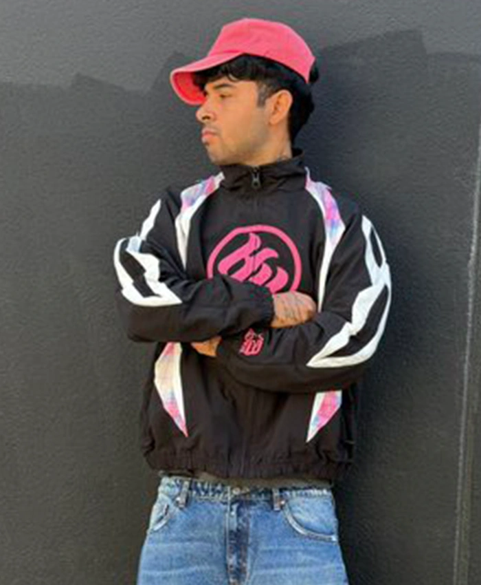 Half Evil Hooded Athletic Windbreaker Jacket