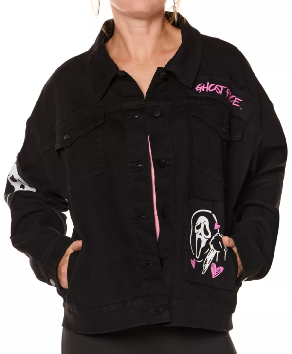 Halloween Ghost Face Graphic Denim Jacket