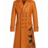 Halloween Men’s Pumpkin Leather Long Trench Coat