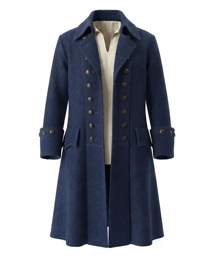 Halloween Pirate Wool Long Trench Coat