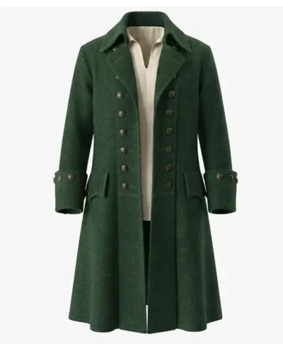 Halloween Pirate Wool Long Trench Coat