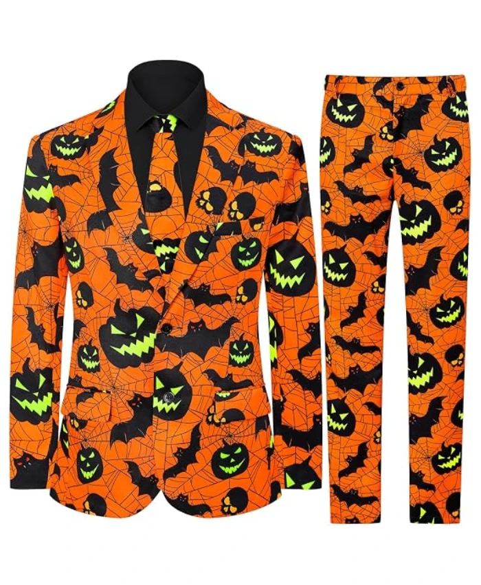 Halloween Printed Pumpkin Suit