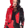 Harley Quinn Black & Red Leather Jacket