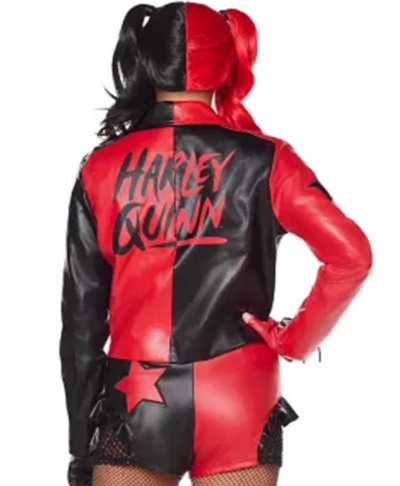 Harley Quinn Two Tone Biker Leather Jacket