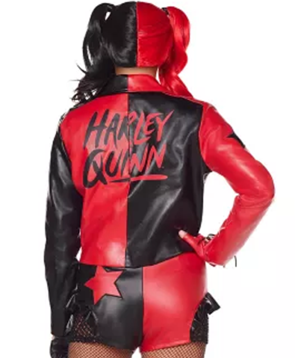 Harley Quinn Two Tone Biker Leather Jacket