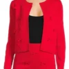 Hazel Henry A Different World Red Bow Cardigan