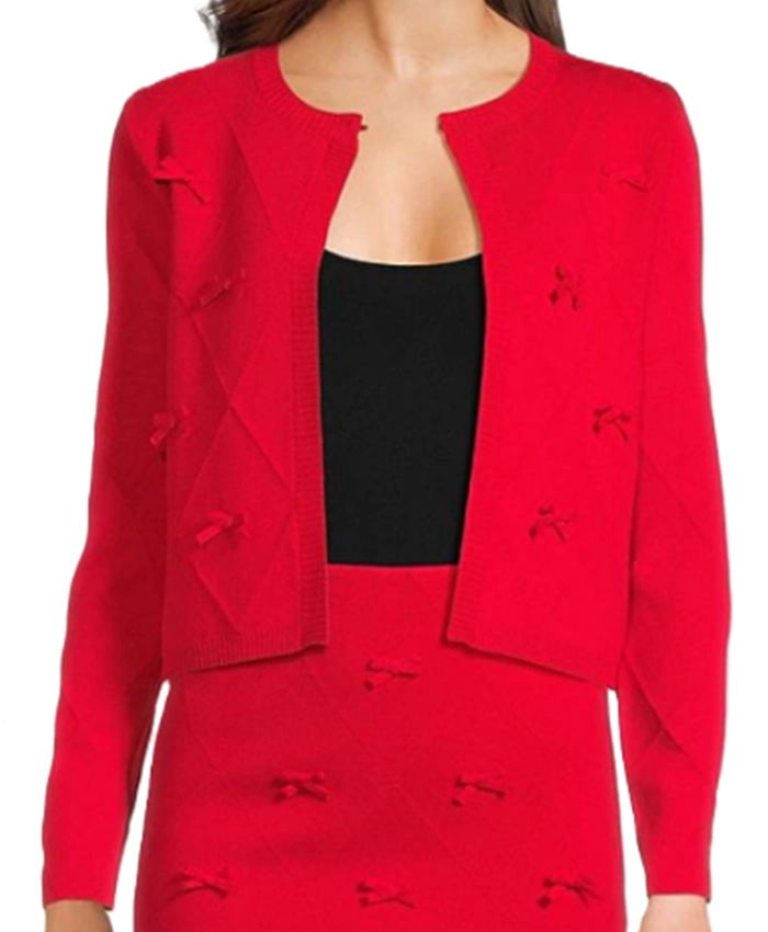 Hazel Henry A Different World Red Bow Cardigan