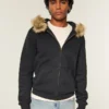 Hollister Fur Zip-Up Hoodie