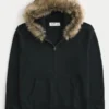 Hollister Fur Zip-Up Hoodie