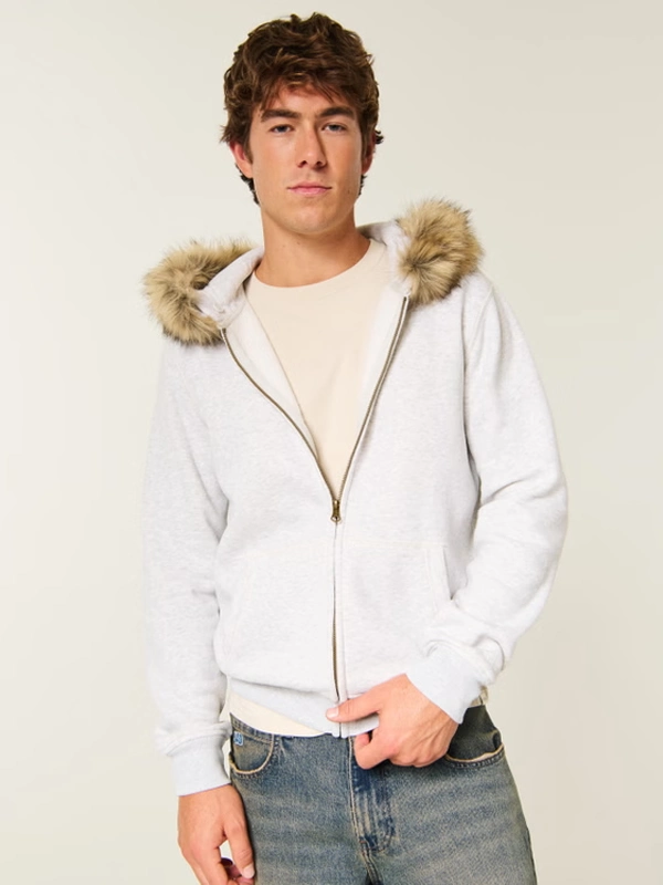 Hollister Fur Zip-Up Hoodie