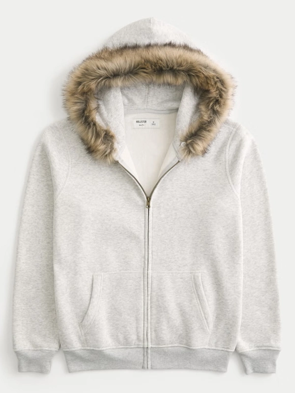 Hollister Fur Zip-Up Hoodie