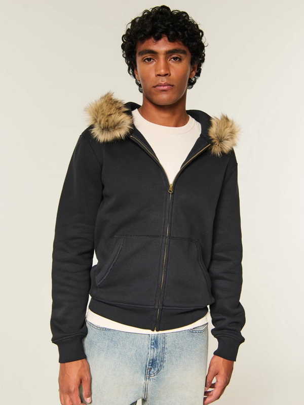 Hollister Fur Zip-Up Hoodie