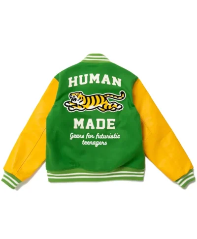 Human Made Green Wool Leather Varsity Jacket