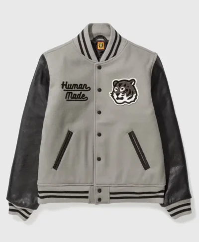 Human Made Grey Letterman Varsity Jacket