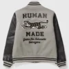 Human Made Grey Wool Leather Varsity Jacket