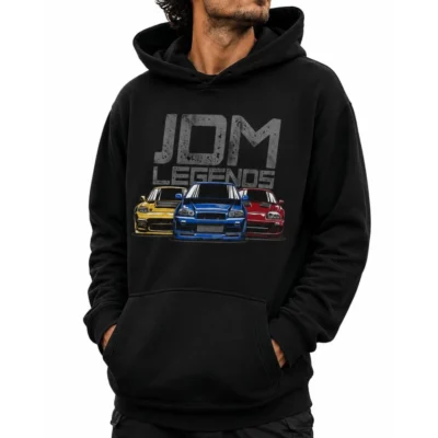 JDM Legends Cars Black Pullover Hoodie