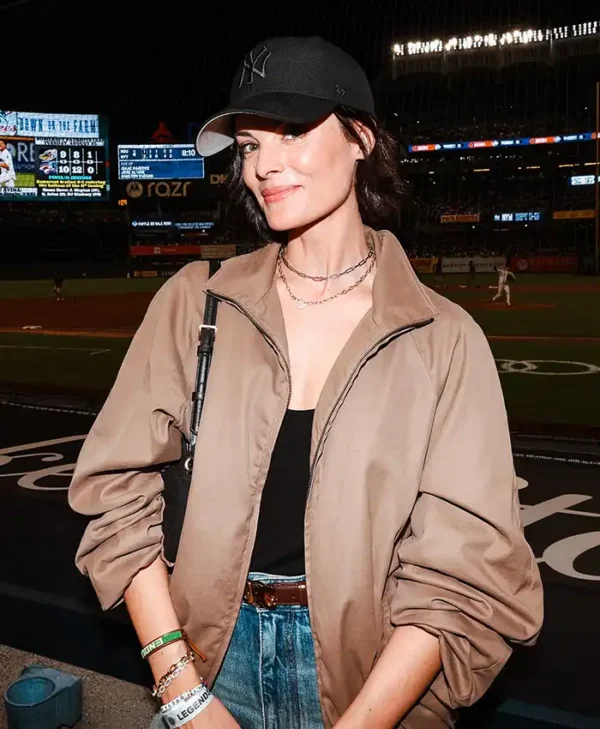 Jaimie Alexander MLB Yankees Brown Zip-Up Jacket
