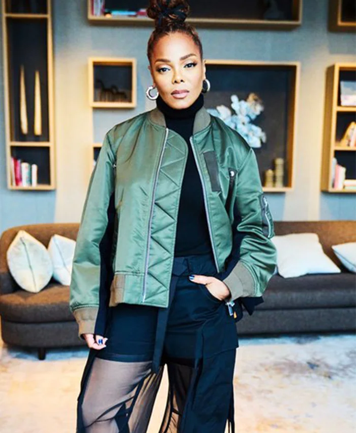 Janet Jackson Olive Green Sacai Bomber Jacket
