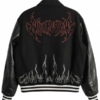 Jason Voorhees Embroidered Mask Patch Black Wool Jacket