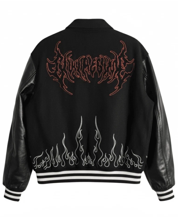 Jason Voorhees Embroidered Mask Patch Black Wool Jacket