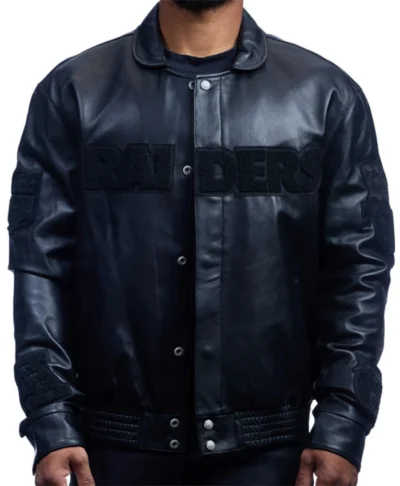 Jeff Hamilton Raiders Lambskin Leather Tonal Jacket