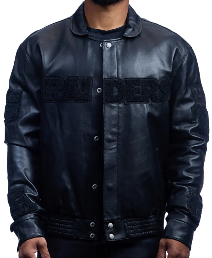 Jeff Hamilton Raiders Lambskin Leather Tonal Jacket