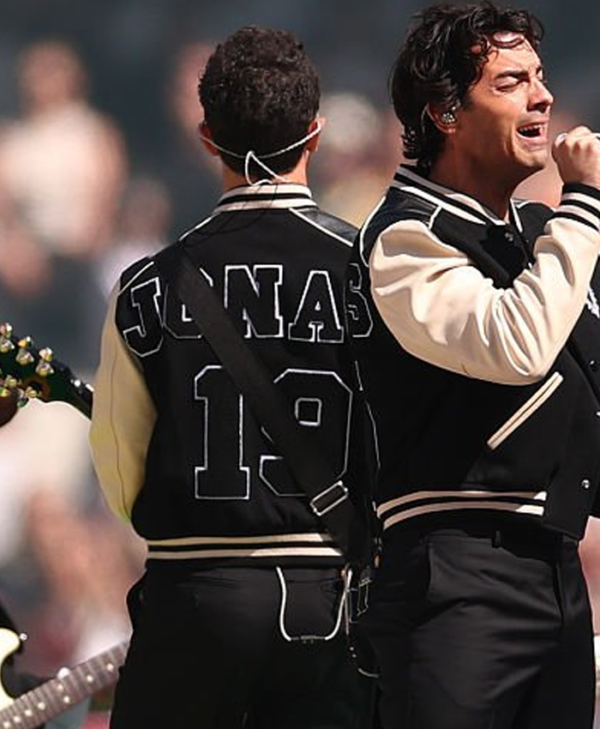 Jonas Brothers NFL Halftime Show Black and Off White Jacket
