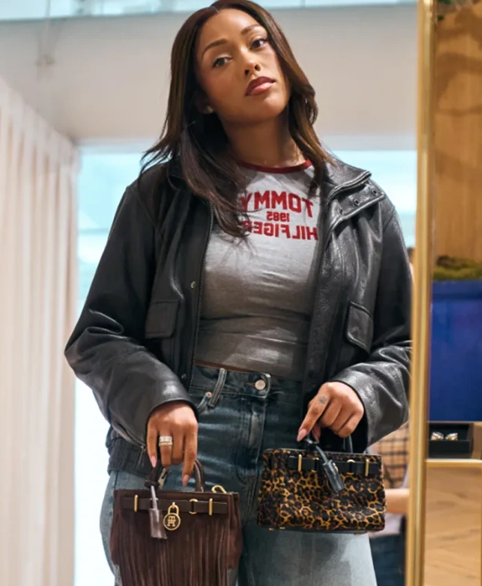 Jordyn Woods Spring Fashion Show Leather Jacket