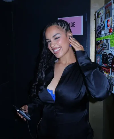 Jorja Smith Elegant Black Satin Shirt