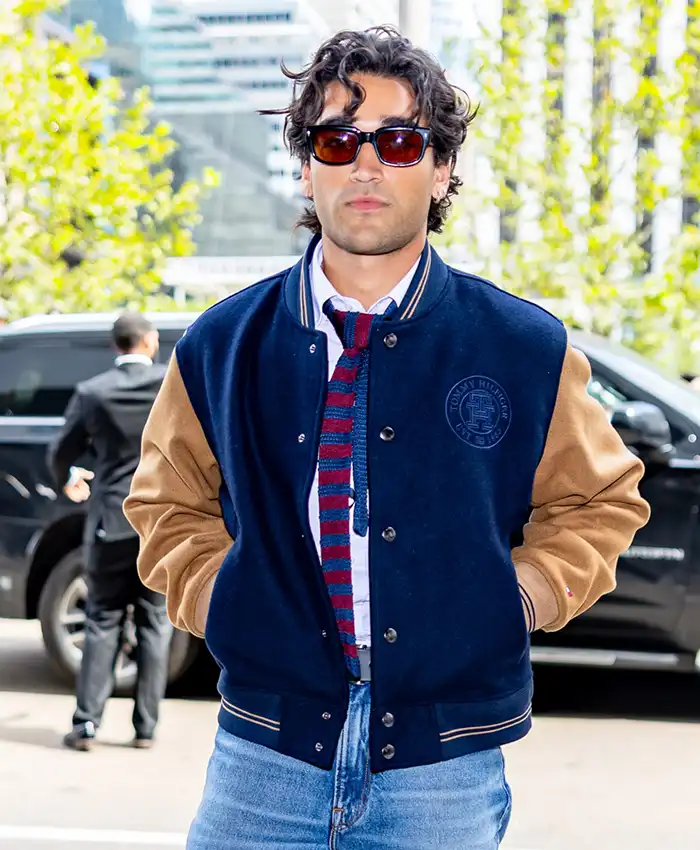 Josh Heuston New York Fashion Blue Wool-Blend Varsity Jacket
