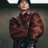 Jungkook 2026 Dark Brown Leather Jacket