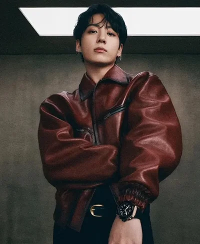 Jungkook 2026 Dark Brown Leather Jacket