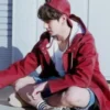 Jungkook BTS Hooded Brown Leather Jacket