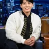 Jungkook The Tonight Show White Bomber Jacket