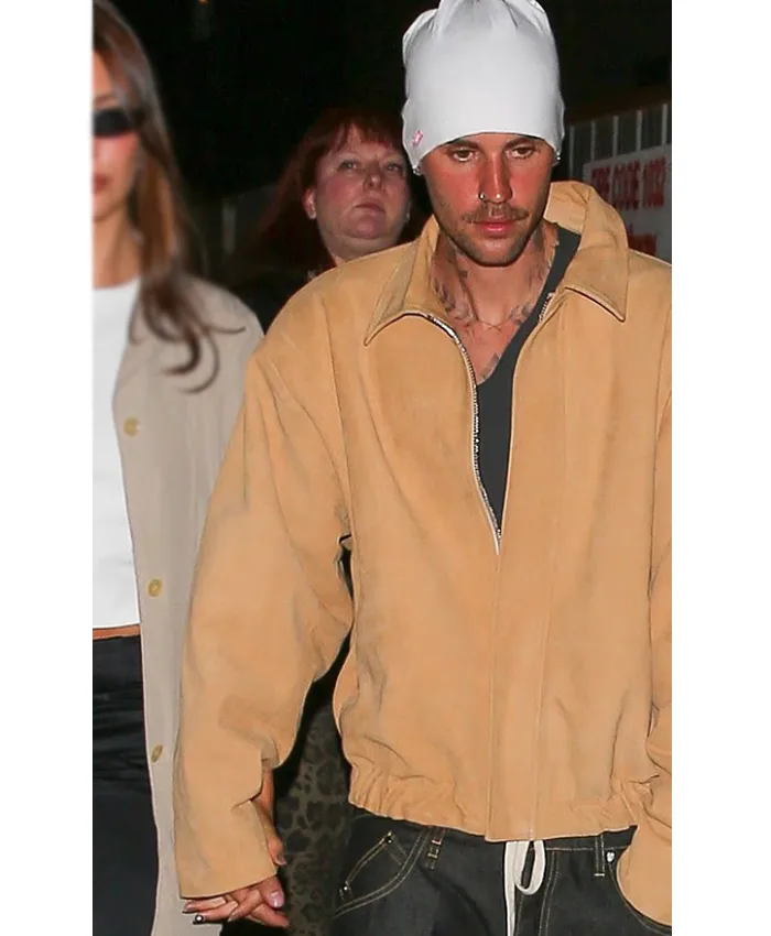 Justin Bieber Camel Brown Suede Leather Jacket