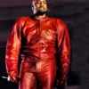 Kanye West Chicago Custom Red Leather Tracksuit