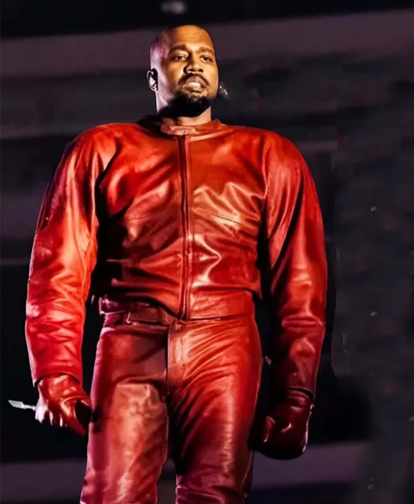 Kanye West Chicago Custom Red Leather Tracksuit