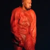 Kanye West Chicago Custom Red Leather Tracksuit