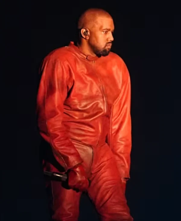 Kanye West Chicago Custom Red Leather Tracksuit