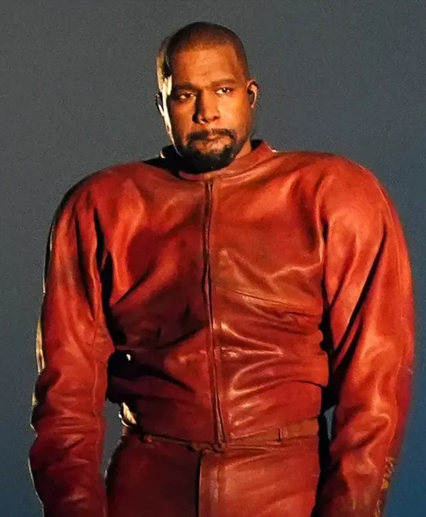 Kanye West Chicago Custom Red Leather Tracksuit