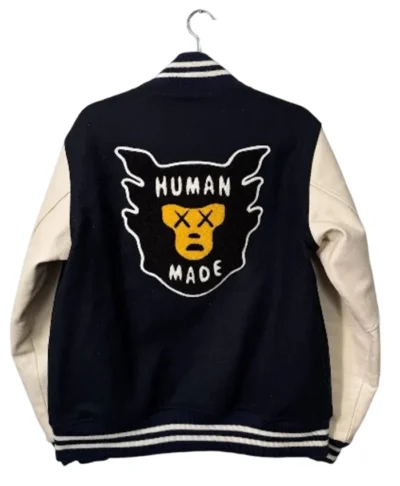 Kaws Human Made Leather Sleeve Varsity Jacket