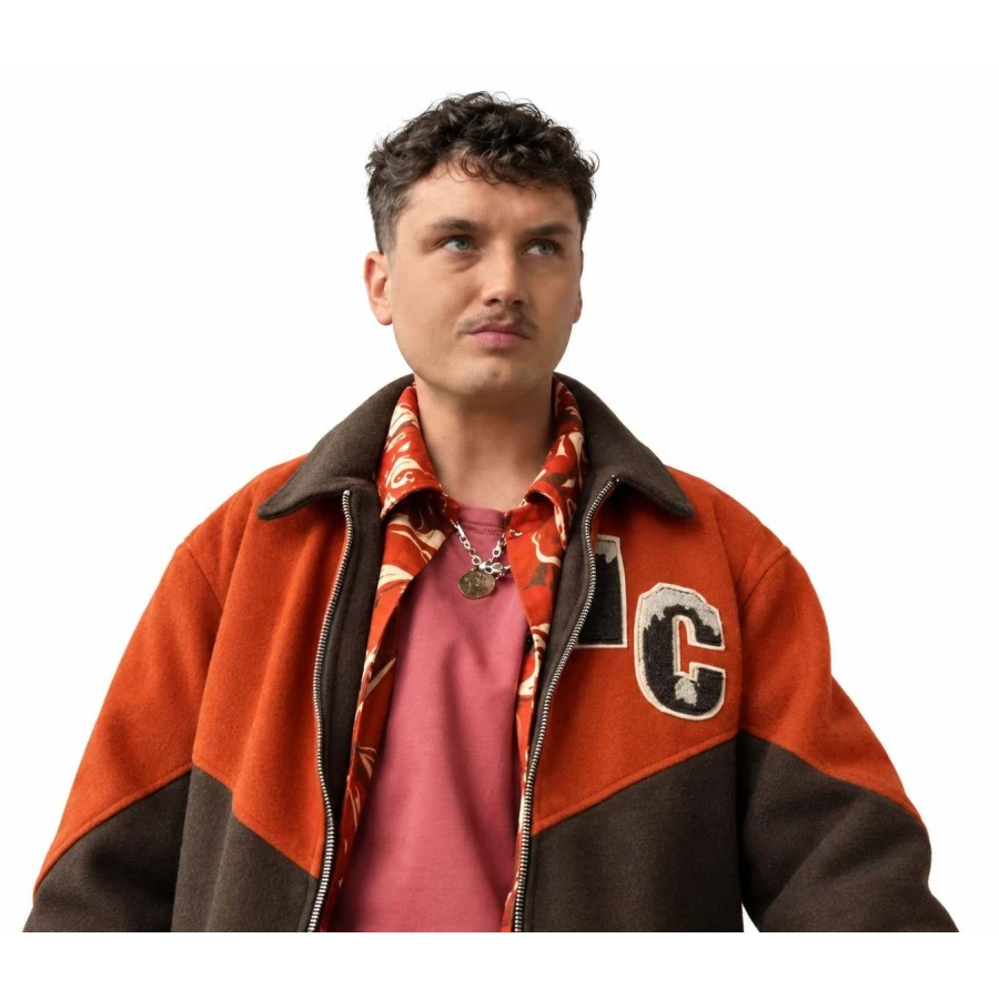 Kill Jackie 2026 Orange and Brown Varsity Jacket - Image 4