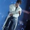 Kim Taehyung Off-White Diesel Coated Denim Trench Coat