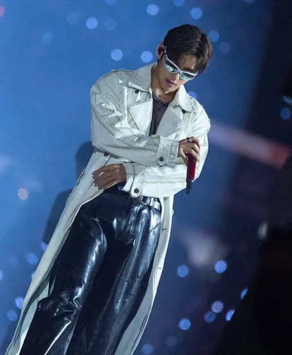 Kim Taehyung Off-White Diesel Coated Denim Trench Coat