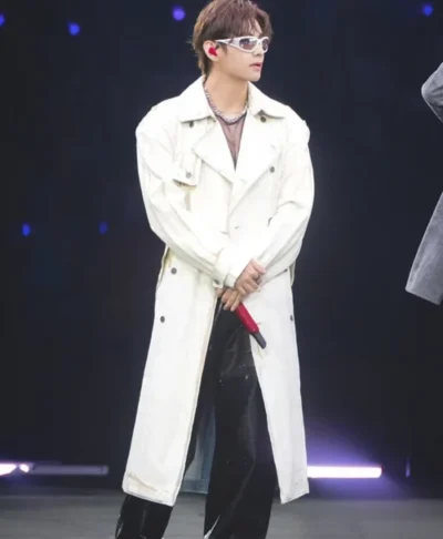 Kim Taehyung Off-White Diesel Coated Denim Trench Coat