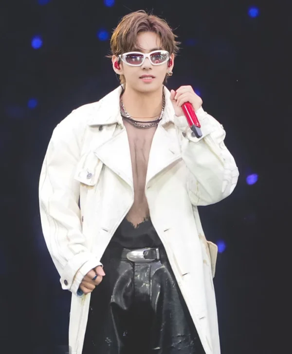 Kim Taehyung Off-White Diesel Coated Denim Trench Coat