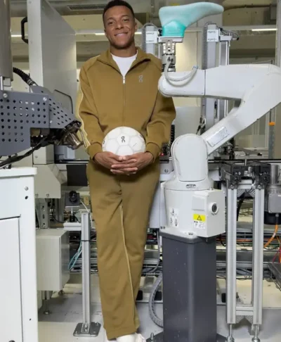 Kylian Mbappe On Running Brown Fleece Track Jacket