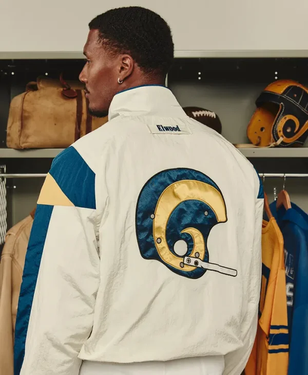 LA Rams x Elwood Off-White Retro Helmet Windbreaker Jacket